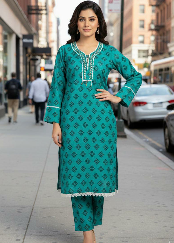 Khaddar Print Hand Made 2pc