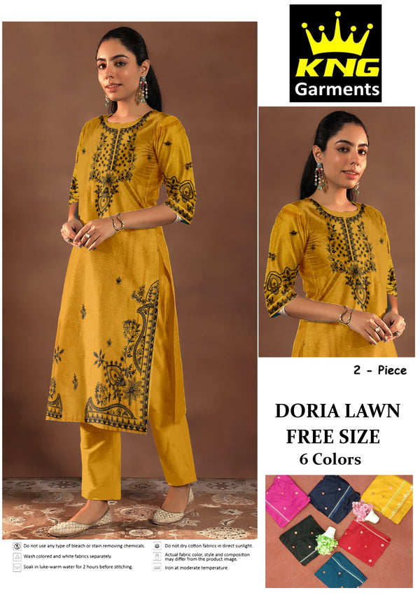 Doria Lawn Embroidery 2PC Suit