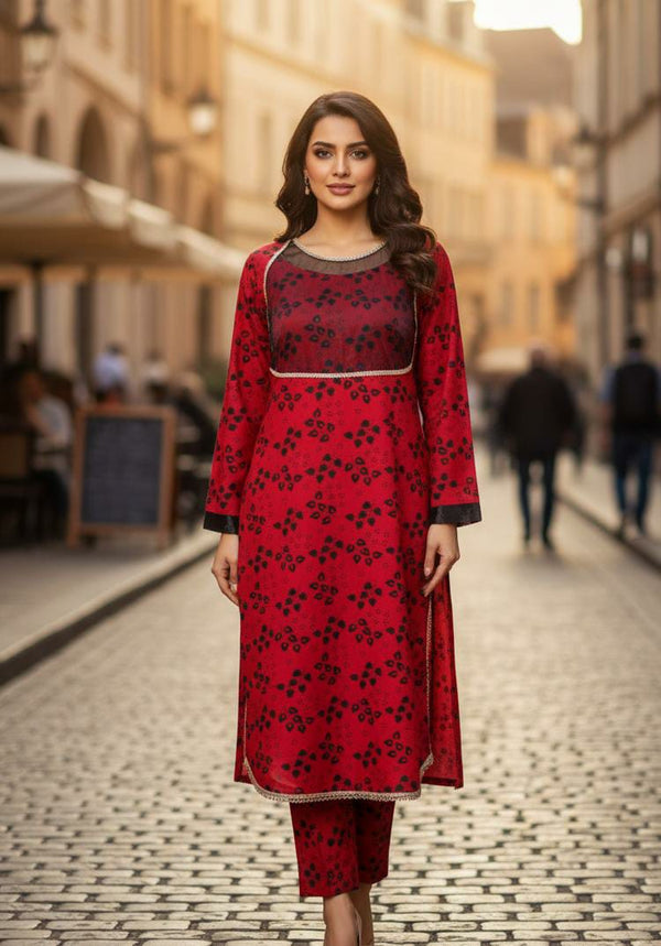 KHADDAR FANCY LACE 2PC