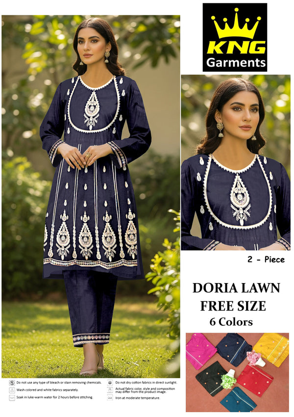 Doria Lawn Embroidery 2PC Suit