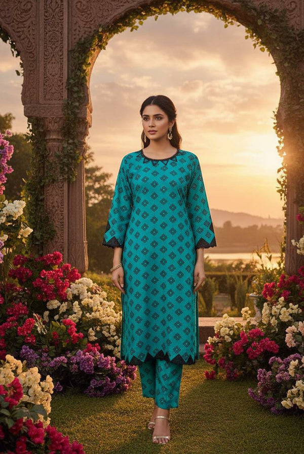 KHADDAR FANCY LACE 2PC