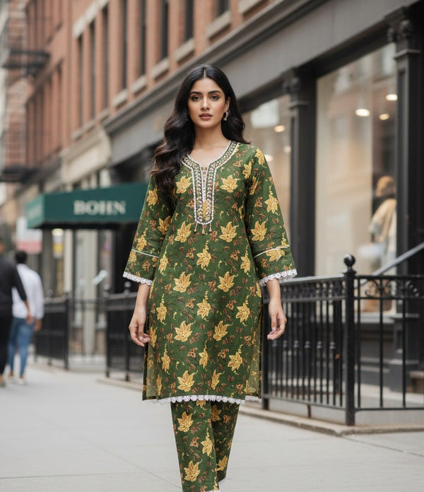 Khaddar Print Hand Made 2pc